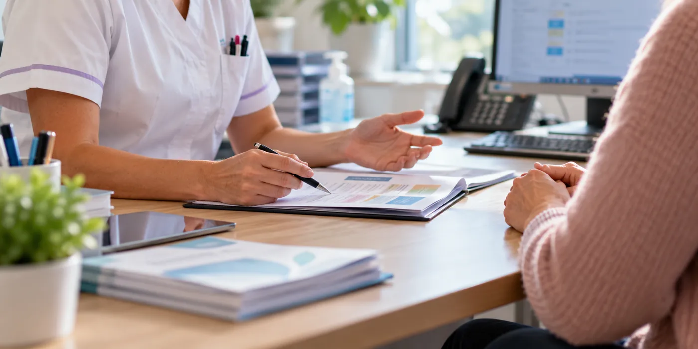 Infirmière de coordination du Centre VIMA au téléphone